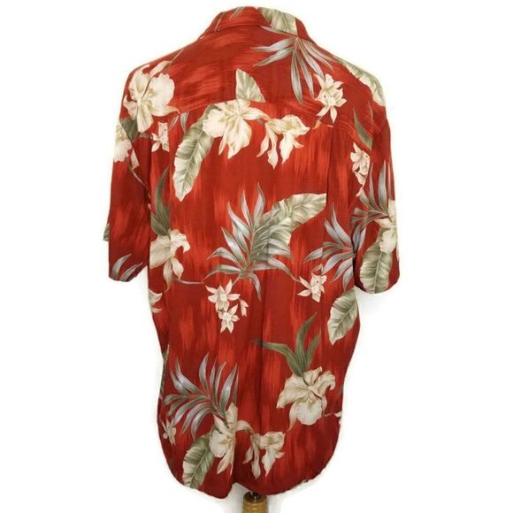 Vtg Paradise Found Mens XL Red Rayon Floral Button Up S/S Hawaiian Shirt USA - Picture 6 of 10
